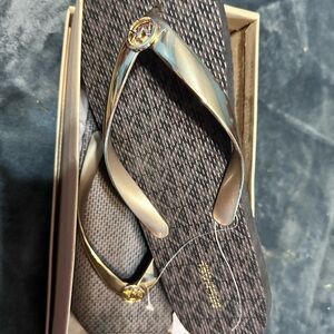 Michael Kors Gold and Black Sandals